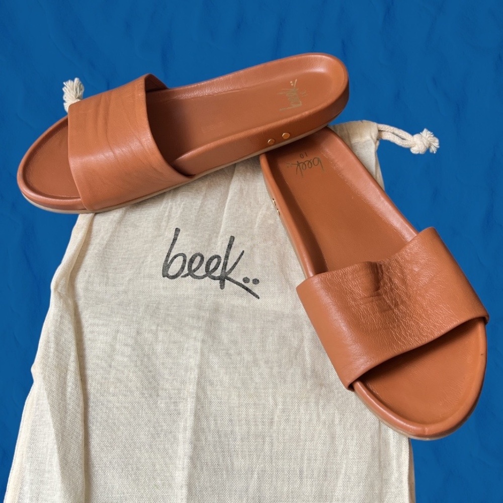 BEEK Gallito Leather Slide Sandal TAN - size 10